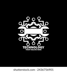 Abstract Initial Logo. White color isolated on Black  Background. Technology Branding Logos. Flat Vector Logo Design Template Element icon.