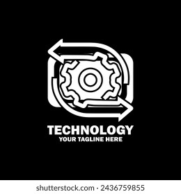 Abstract Initial Logo. White color isolated on Black  Background. Technology Branding Logos. Flat Vector Logo Design Template Element icon.