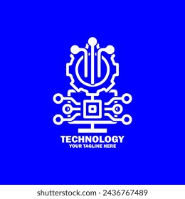 Abstract Initial Logo. White color isolated on Blue  Background. Technology  Branding Logos. Flat Vector Logo Design Template Element icon.