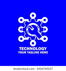 Abstract Initial Logo. White color isolated on Blue  Background. Technology  Branding Logos. Flat Vector Logo Design Template Element icon.