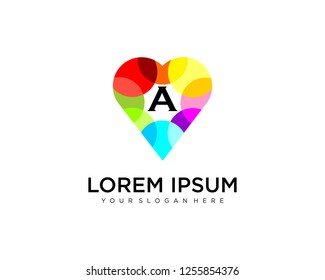 Abstract initial A love logo sign colorful icon vector design