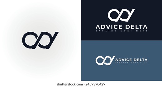 Abstract initial lowercase letter AD or DA logo in blue color isolated on multiple background colors. The logo is suitable for business and consulting company icon logo design inspiration templates.