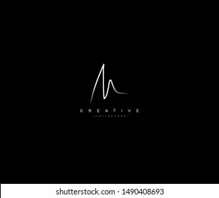 Abstract Initial M Letter Simply Brush Stroke Signature Logotype