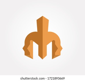 Abstract initial M monogram. Typographic logo with lowercase . Geometric style abstract roman helmet.