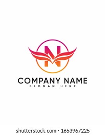 Abstract Initial / Monogram N with Wings logo design inspiration