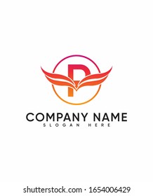 Abstract Initial / Monogram P with Wings logo design inspiration