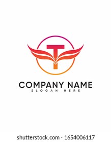 Abstract Initial / Monogram T with Wings logo design inspiration