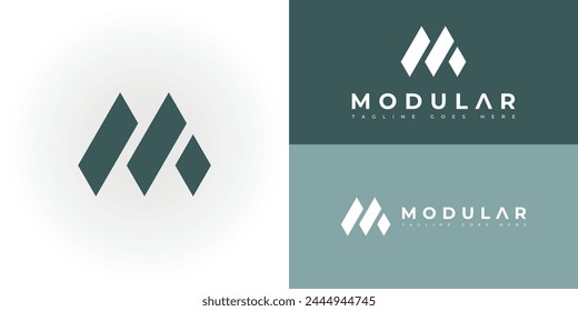 abstract initial mountain letter M or MM logo in green color isolated on multiple background colors. The logo is suitable for print-on-demand or business and consulting company logo design inspiration