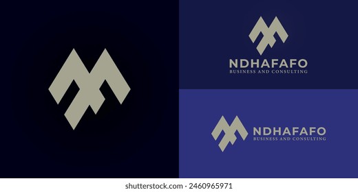 Abstract initial mountain letter NF or FN logo in white beige color isolated on multiple background colors. The logo is suitable for business and consulting company logo design inspiration templates.