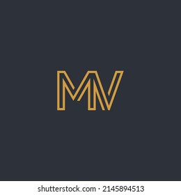Resumen del logotipo de la letra MV inicial