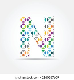 Abstract initial N alphabet logo element. Colorful N logo design template