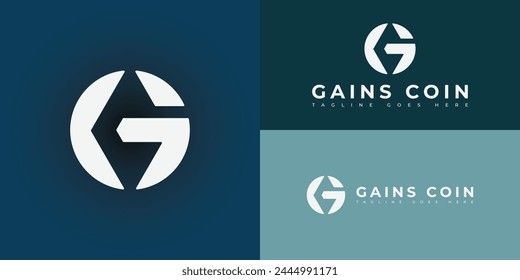 Abstract initial negative-space letter GC or CG logo in white color isolated on multiple background colors. The logo is suitable for financial software company logo icon design inspiration templates.