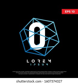 abstract initial number 0 inside polygon logo. modern icon, template design