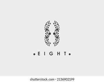 Abstract Initial Number 8 Logo. Geometric Pixel Dots Halftone Style. Usable for Business and Technology Logos. Flat Vector Logo Design Template Element.