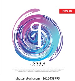 abstract initial number 9 watercolor logo. modern icon, template design