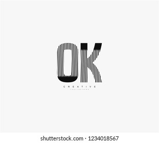 abstract initial OK letter geometric zebra stripes lines logotype