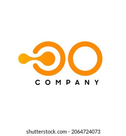 Abstract Initial Orange Letter C and O Connected Linked Logo with dots. Usable for Business and Technology Logos. Flat Vector Logo Design Template Element.