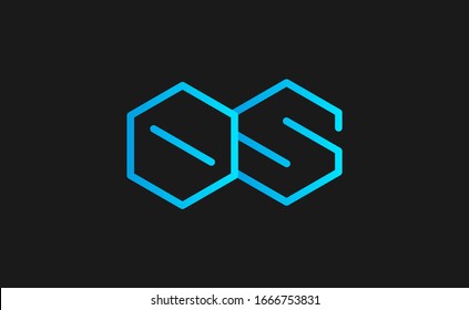 Abstract Initial OS Logo linear style monogram design template. Simple line shape modern logotype. 