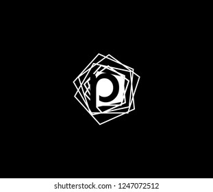 Abstract Initial P Letter Geometric Linear Polygonal Logotype