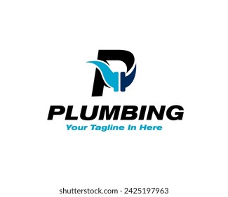 abstract initial p plumbing logo icon symbol design template illustration inspiration