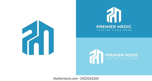 Resumen de la plantilla de vectores de iconos monograma inicial de diseño de logotipo PM o MP Carta con varios colores de fondo. El logotipo es adecuado para el diseño del logotipo de una empresa médica