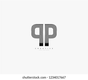 abstract initial PP letter geometric zebra stripes lines logotype
