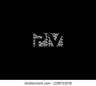 Abstract Initial PV Letter Silhouette Square Dots Logotype
