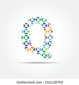 Abstract initial Q alphabet logo element. Colorful Q logo design template