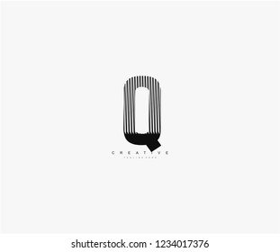 abstract initial Q letter geometric zebra stripes lines logotype