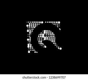 Abstract Initial Q Letter Silhouette Square Dots Logotype