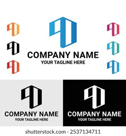 Abstract initial QD letter monogram logo design template