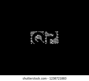 Abstract Initial QP Letter Silhouette Square Dots Logotype