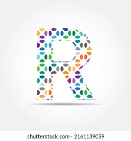 Abstract initial R alphabet logo element. Colorful R logo design template