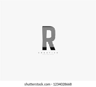 abstract initial R letter geometric zebra stripes lines logotype