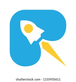 abstract initial R for Rocket.logo icon vector.