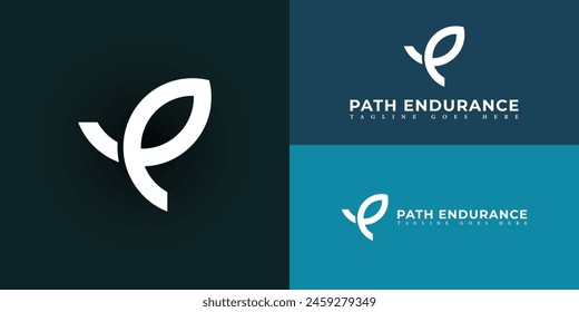 Abstract initial rounded letter PE or EP logo in white color isolated on multiple background colors. The logo is suitable for insurance agency company icon logo design inspiration templates.