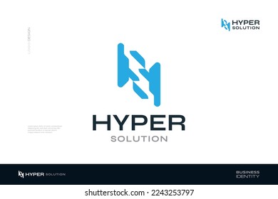 Abstract Initial S and H Logo Design with Negative Space Style for Business and Technology Brand Identity