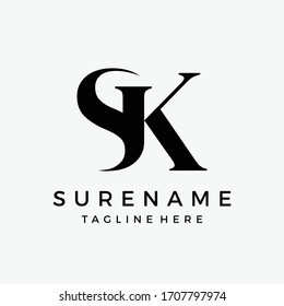 Abstract Initial S K typography logo design Fashion and Industrial logo inspiration vector icon illustration custom logo design