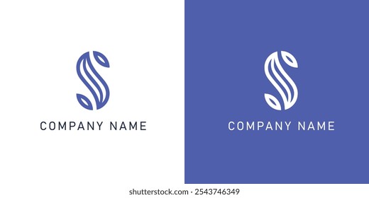 Logotipo inicial Abstractas de la letra S, combinación de la letra y de la hierba, utilizable para los logotipos del negocio y de la compañía, Plantilla plana del diseño del logotipo del Vector, Ilustración vectorial