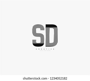 abstract initial SD letter geometric zebra stripes lines logotype