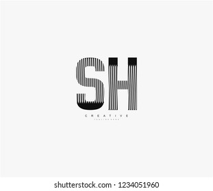 abstract initial SH letter geometric zebra stripes lines logotype