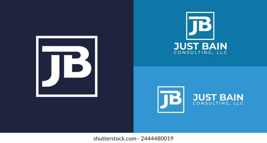 Letra cuadrada inicial abstracta JB o BJ logo en color blanco aislado en múltiples colores de fondo azul. El logotipo es adecuado para la empresa de negocios y consultoría icono diseño de logotipo Plantilla de inspiración
