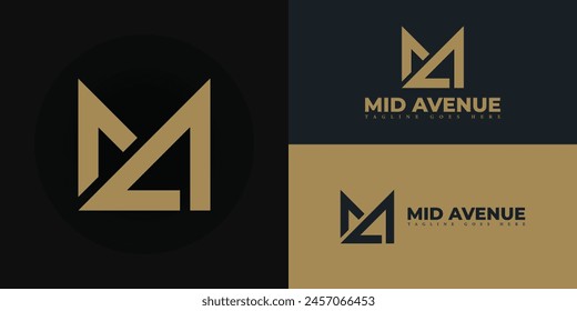 Abstrakter quadratischer Anfangsbuchstabe MA oder AM-Logo in Goldfarbe isoliert auf mehreren Hintergrundfarben. Das Logo eignet sich für Immobilien- und Immobilienwohnungssymbol-Design-Inspiration-Vorlagen.