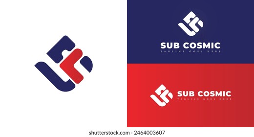Abstractas inicial letra cuadrada SC o CS logotipo en color azul-rojo aislado en múltiples colores de fondo. El logotipo es adecuado para dispositivos de almacenamiento para Plantillas de inspiración de diseño de logotipos de coleccionistas de cómics.
