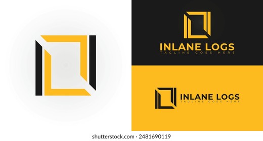 Abstract initial square letters IL or LI logo in yellow color isolated on multiple background colors. The logo is suitable for warehouse logistics logo vector design illustration inspiration templates