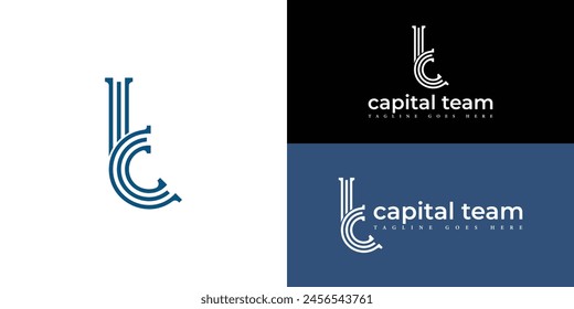 Abstractas inicial tira de la letra CT o TC logotipo en color azul aislado en múltiples colores de fondo. El logotipo es adecuado para las Plantillas de inspiración de diseño de logotipo de la compañía de inversión de activos inmobiliarios.