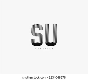 abstract initial SU letter geometric zebra stripes lines logotype