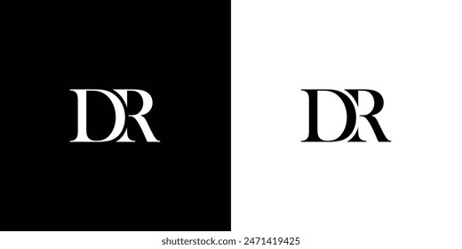 Abstract Initial text RD or DR Typography Letter Logo Vector. Illustration of Letter RD DR Template Logotype in black and white color