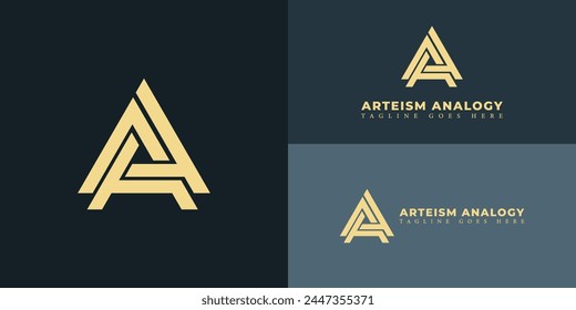 Abstractas triángulo inicial letra A o AA logotipo en color verde aislado en múltiples colores de fondo. El logotipo es adecuado para los iconos del logotipo de la empresa de consultoría y negocios para diseñar Plantillas de inspiración