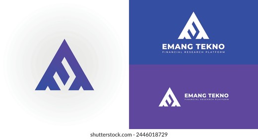 Abstrakter Anfangsbuchstabe ET oder TE-Logo in Farbverlaufblau isoliert auf mehreren Hintergrundfarben. Das Logo eignet sich für Business Technology Company Logo Design Inspiration Vorlagen.